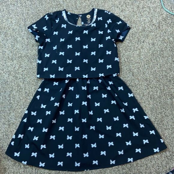 Total Girl Charming Black and White Kids Dress Size 14 REG - Picture 1 of 10